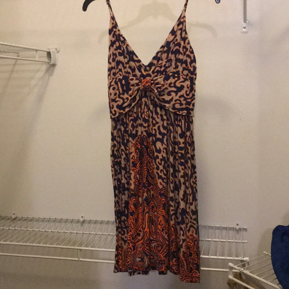 Navy and orange summer dress